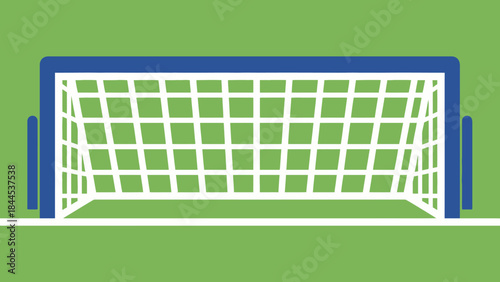 Green football field and goal vector illustration template concept art