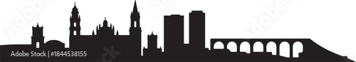 Quertaro Cityscape Skyline with Mexico. design Vector black silhouette