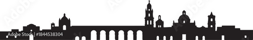 Quertaro Cityscape Skyline with Mexico. design Vector black silhouette