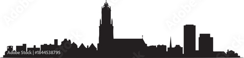 Breda Skyline with Netherlands Cityscape, and Urban Silhouette. design Vector black silhouette