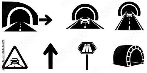 Tunnel Entrance Underpass Direction Vector Silhouette