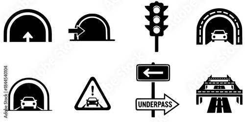 Tunnel Entrance Underpass Direction Vector Silhouette