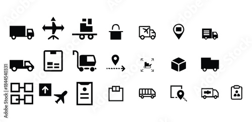 Logistics and Supply Chain Line Icons Set