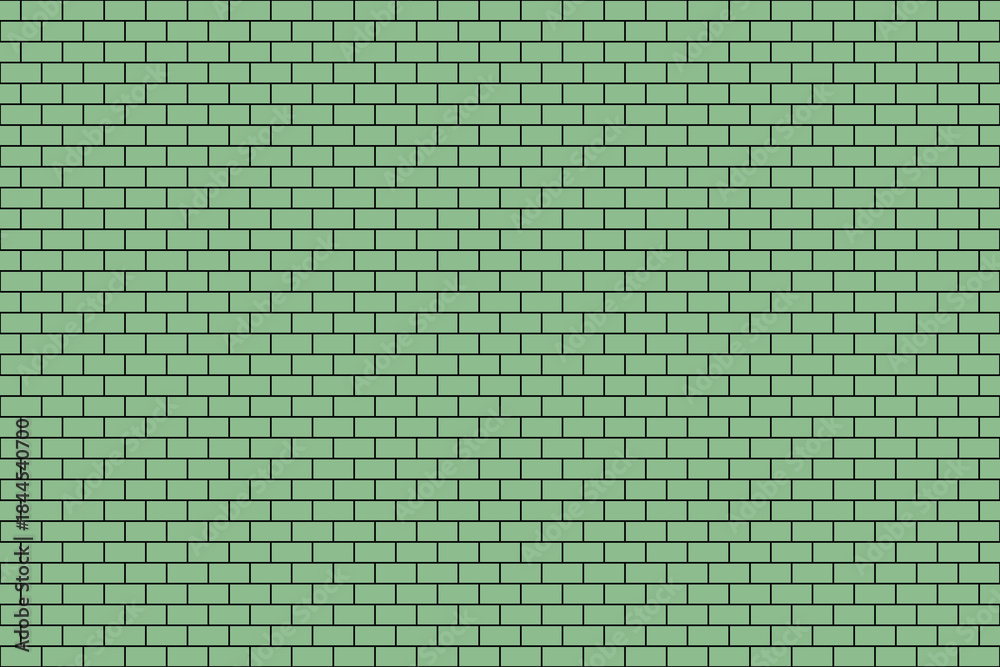 Fototapeta premium Dark Sea Green color rectangular block pattern framed in black. Brickwork construction. Seamless pattern wall.
