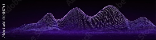 Abstract data visualization of mountains or waveforms on a dark background