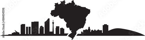 Fortaleza Cityscape Skyline with Brazil Silhouette. design Vector black silhouette