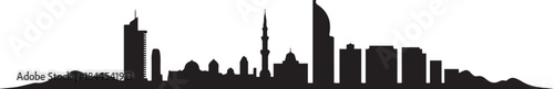 Ras Al Khaimah city skyline. design Vector black silhouette