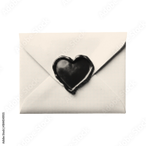 Love letter halftone collage element. Vector illustration on an isolated background.