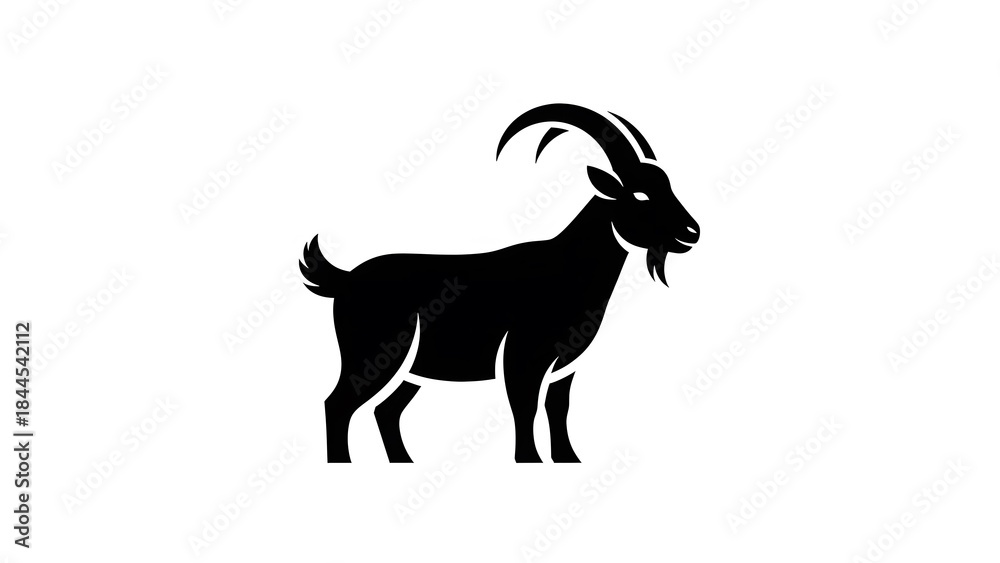 Obraz premium Black White Goat Icon Minimalist