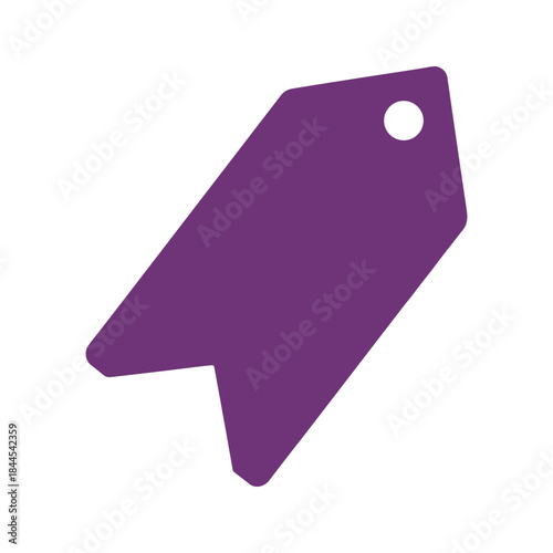 Purple price tag icon on white background