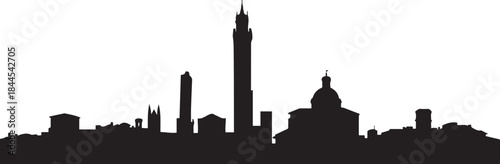 The city skyline. Bologna, Italy. design Vector black silhouette