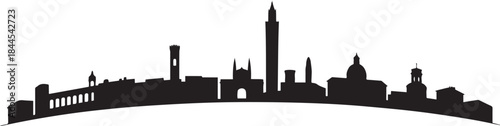 The city skyline. Bologna, Italy. design Vector black silhouette