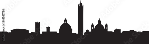 The city skyline. Bologna, Italy. design Vector black silhouette