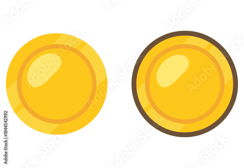 “yellow game coins with glossy surface and border variation”
