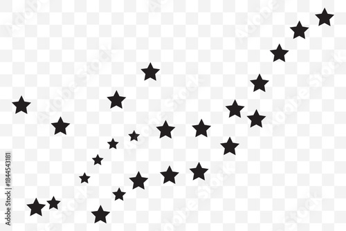 Golden star dust trail vector background, elegant glitter sparkle, shining gold stars scatter minimal decorative wavy line border design for celebration, Christmas, new year, luxury party events