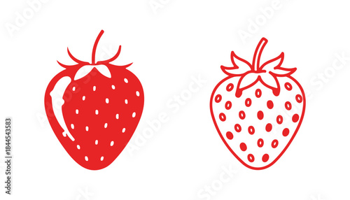 Strawberry line and solid icon, fruit theme, Strawberries emblem on a white background, ripe strawberry with seeds icon in outline style for mobile and web design. Vector graphics

