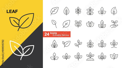 Collection of sleek leaf illustrations in various scales on a clean background
