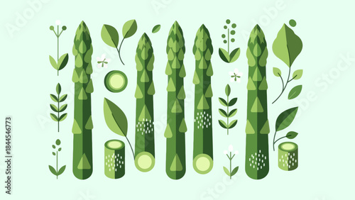 Abstract Articulation of Green Vegetation and Foliage in a Minimalistic Style