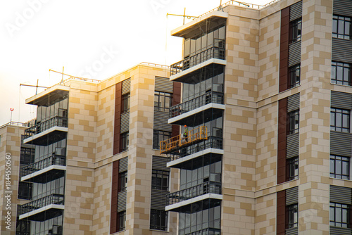 facade of a residential building. Building under construction.