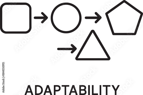 Illustrating geometric transformation from square to circle pentagon and triangle symbolizing adaptability concepts