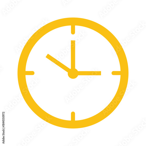 Simple yellow clock icon on white background