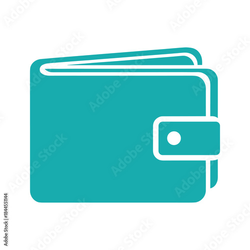Simple teal wallet icon with snap closure