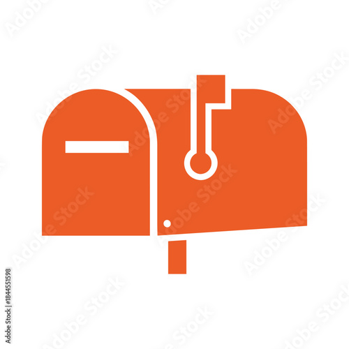 Simple orange mailbox icon on white background
