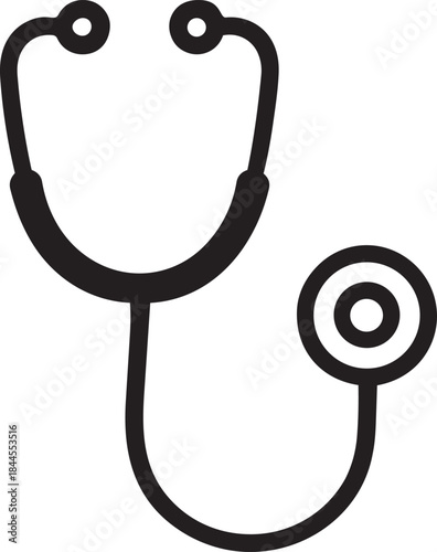 Simple black and white line drawing of a medical stethoscope a common healthcare symbol