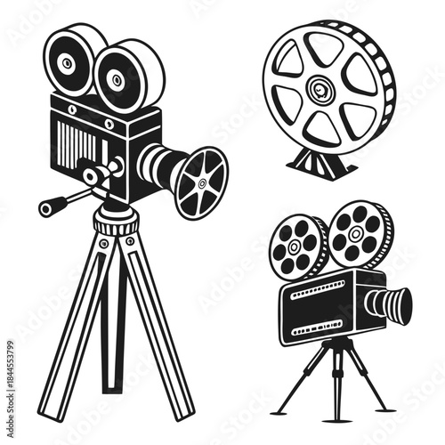 Set of six vintage film and camera icons film icon 1