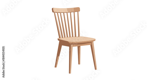 A classic wooden dining chair with a spindle back, illustrated in a simple and clean style on a white background.