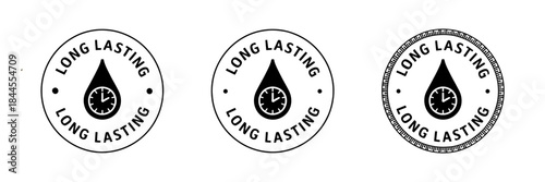 Three Long Lasting Symbols with Clock and Water Drop