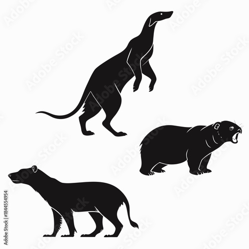 Three black animal silhouettes on white background 1