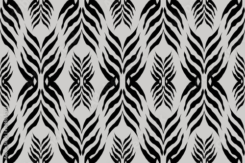 Bold Zebra Stripe Seamless Pattern in Black and Neutral Gray. Animal print modern and stylish look with a touch of wild elegance. Perfect for fashion fabrics, upholstery, wallpaper, packaging