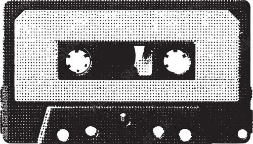 Cassette audio tape vector illustration in vintage style. Simple and flat graphic design set.