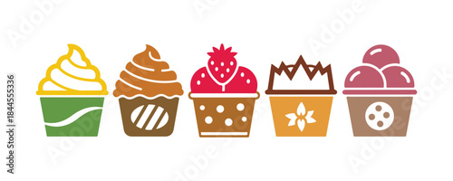Ice cream in a paper cup, showcasing various flavors, Dessert - Sweet Food - line icon, symbol, sign, modifiable stroke
