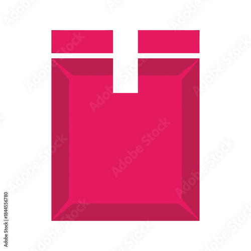 Pink plastic packaging bag with easy tear opening