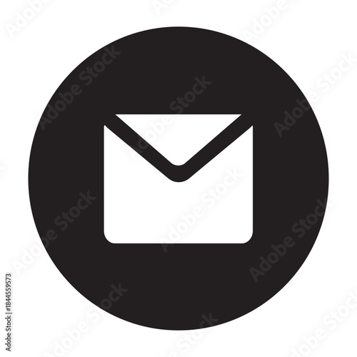 Illustration Vector of Email icon with envelope and flap | Circle Glyph Icon