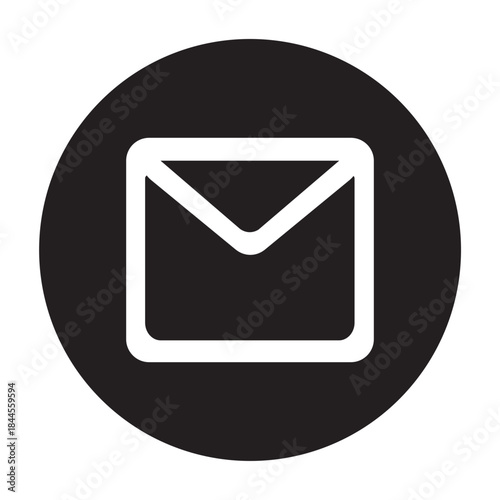 Illustration Vector of Email icon with envelope and flap | Circle Line Icon