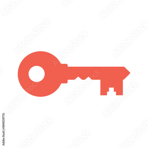 Simple red key icon on white background