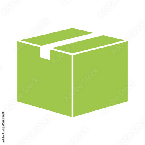 Green package box with white ribbon