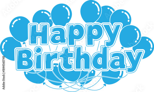 Happy birthday wishes with blue balloons