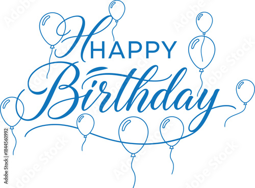 Happy birthday wishes with blue balloons