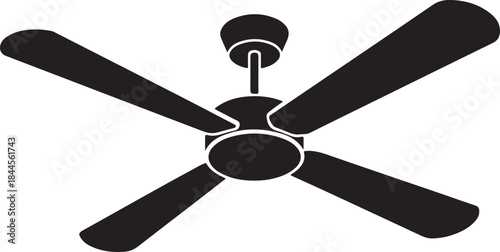 Clean silhouette vector illustration of ceiling fan