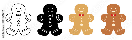 Christmas gingerbread xmas cookie flat icon set.