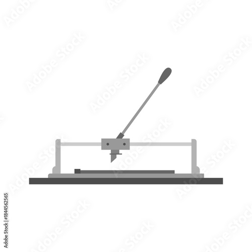 manual tile cutter tool for scoring and snapping ceramic floor tiles, flat design vector illustration.a manual equipment for cutting tiles with a wheel blade, used in construction and repair jobs