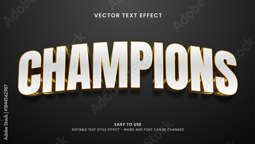 champions editable text effect 3d vector