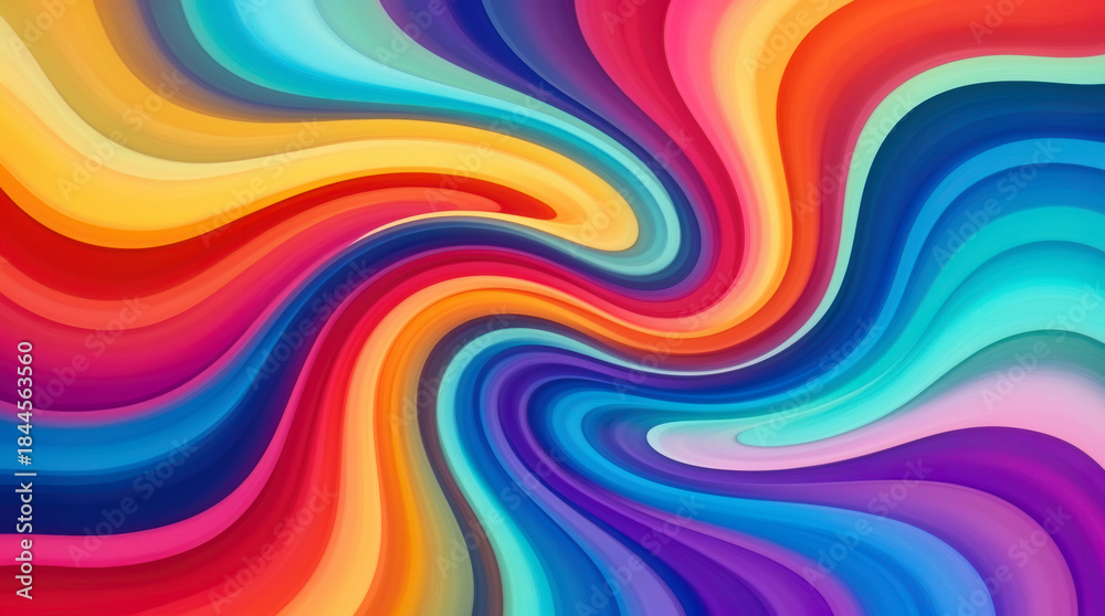 Fototapeta premium Dynamic, vibrant colorful swirls coil and flow into an intricate abstract background, symbolizing creative energy, fluid movement, modern artistry, and transformative visual harmon