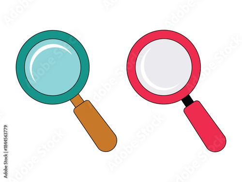 Two Colorful Magnifying Glass Icons for Search and Exploration Design