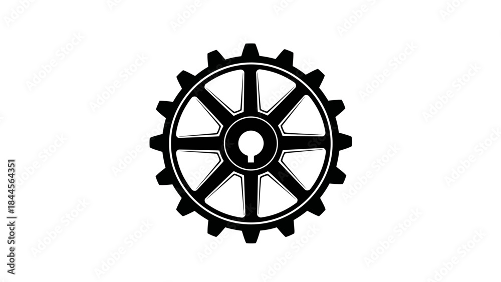 Obraz premium black and white mechanical gear symbol with spokes and a central hole