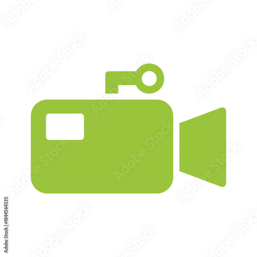 Green video camera icon on white background
